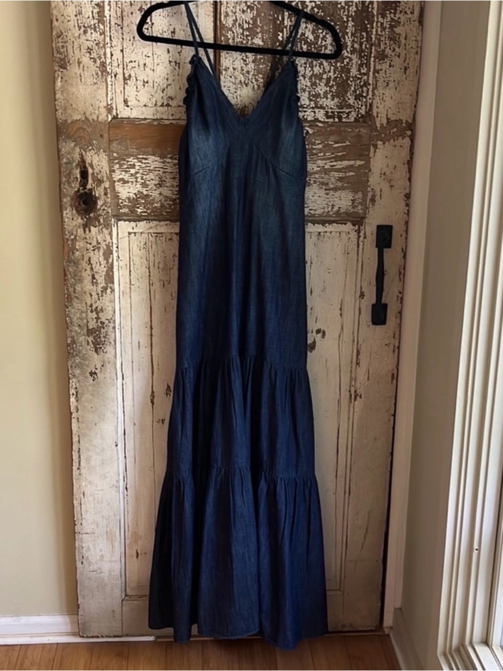 Wonderly Indigo Denim Maxi Dress with Spaghetti Straps - Picture 2 of 11